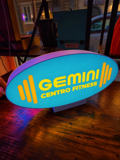Lightbox gemini acceso, realizzato da Erwitt Neon