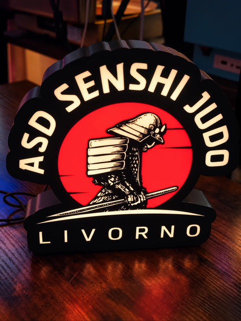 Lightbox senshi judo acceso, realizzato da Erwitt Neon
